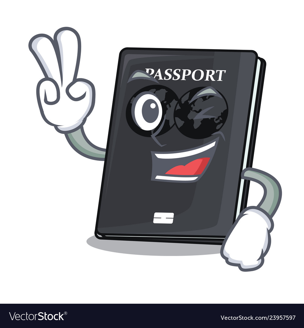 Two finger black passport in the shape character