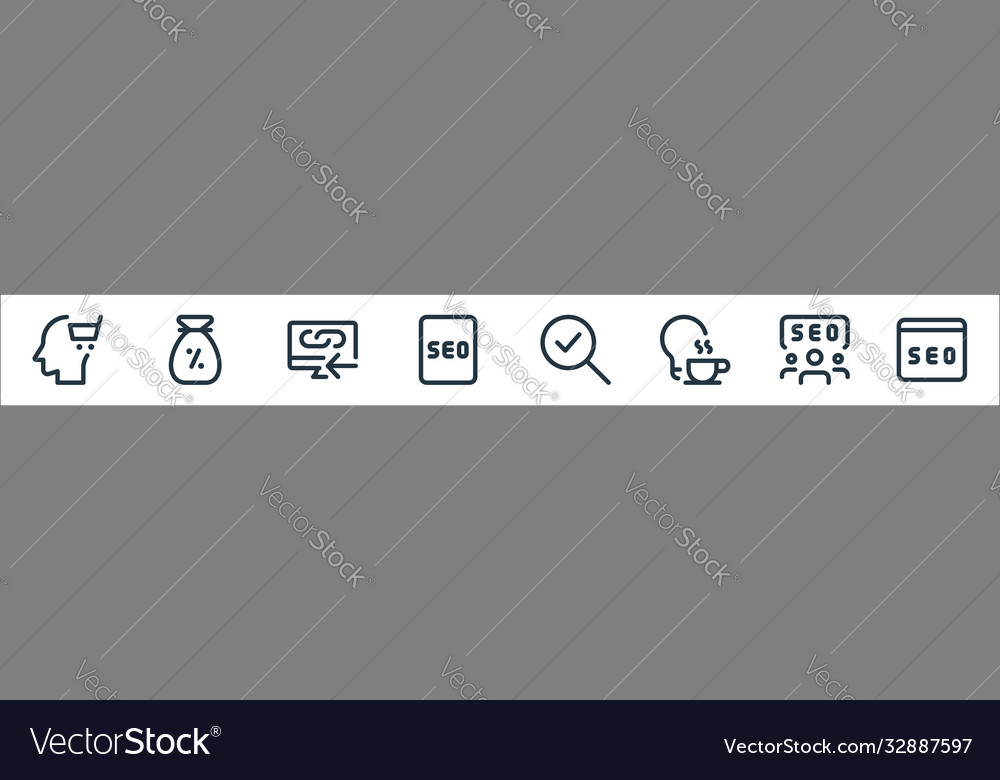 Web apps seo line icons linear set quality Vector Image Web apps seo line icons linear set quality
