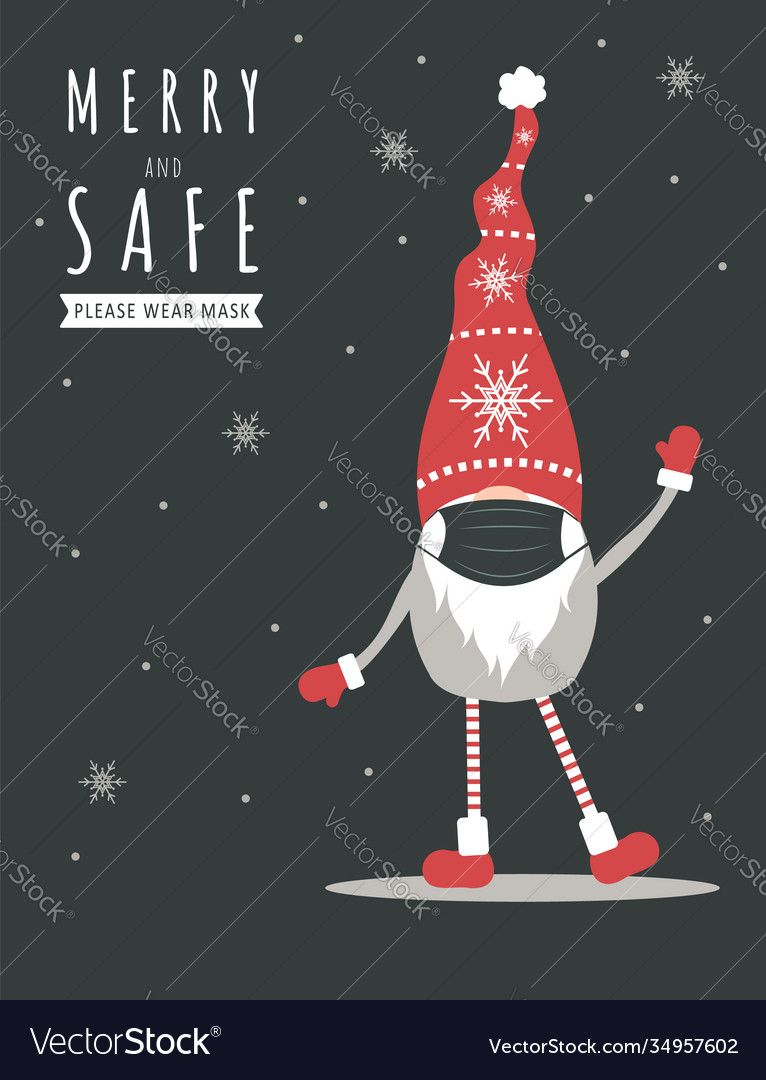 Christmas gnome wearing a protective face mask