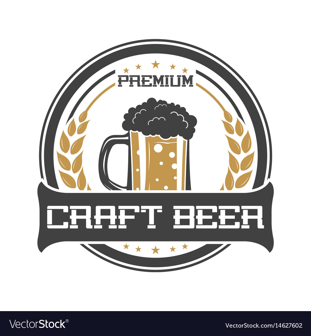 Craft beer vintage isolated sticker Royalty Free Vector