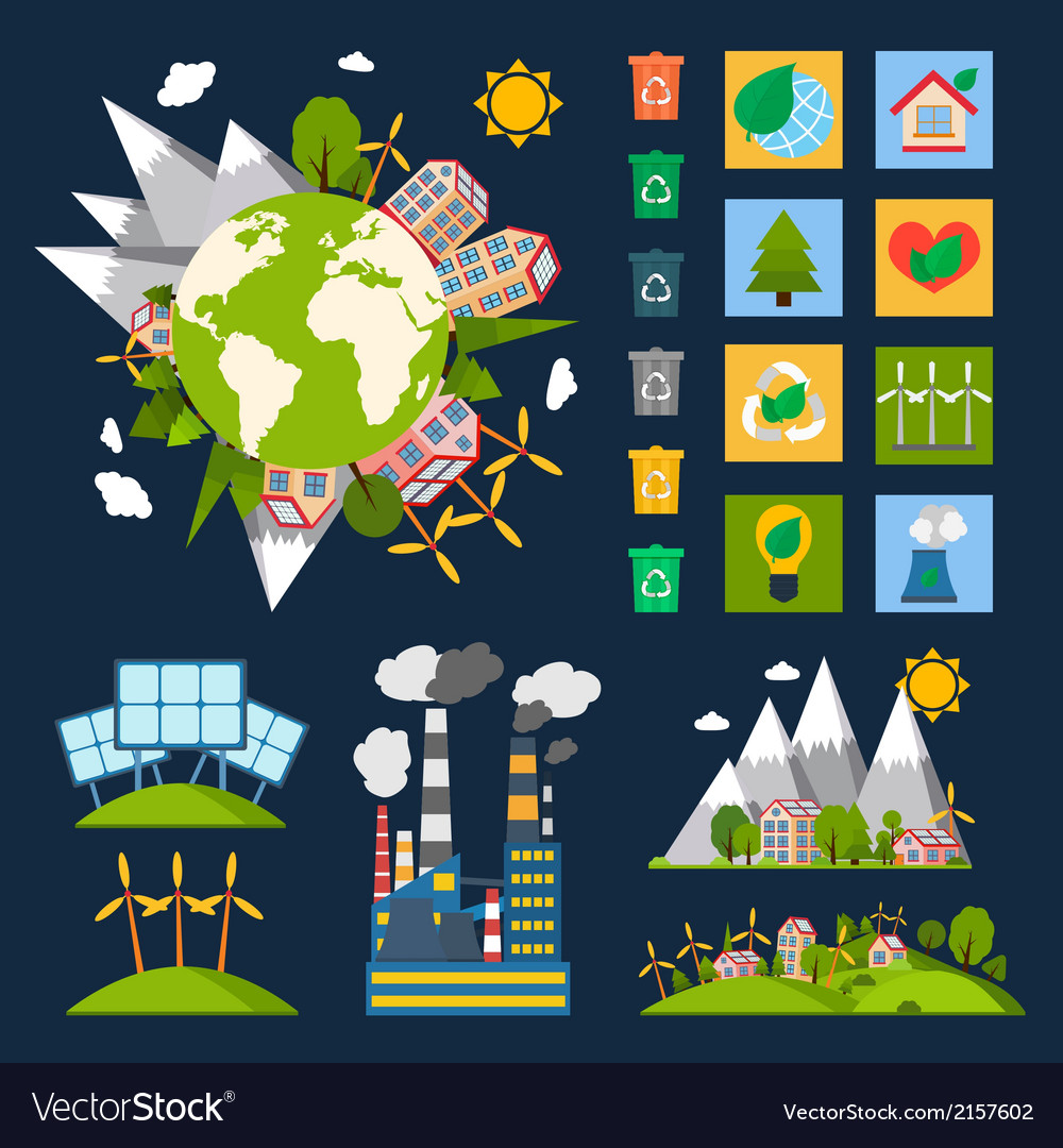 Ecology symbols set Royalty Free Vector Image - VectorStock