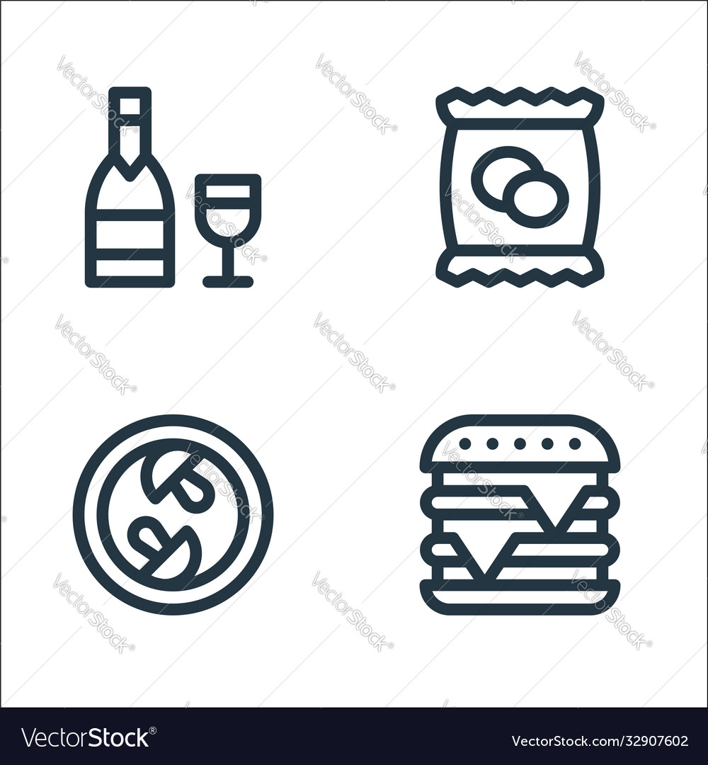 Gastronomy line icons linear set quality