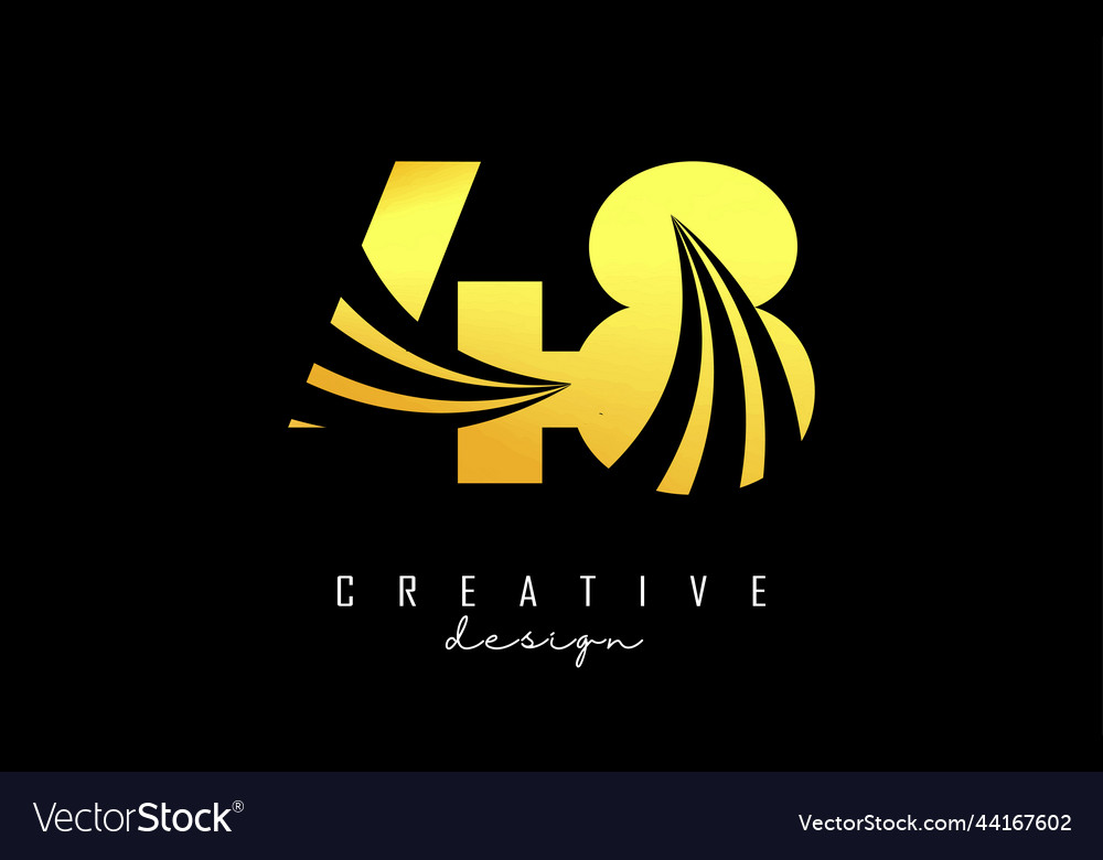 Golden creative number 48 4 8 logo with leading