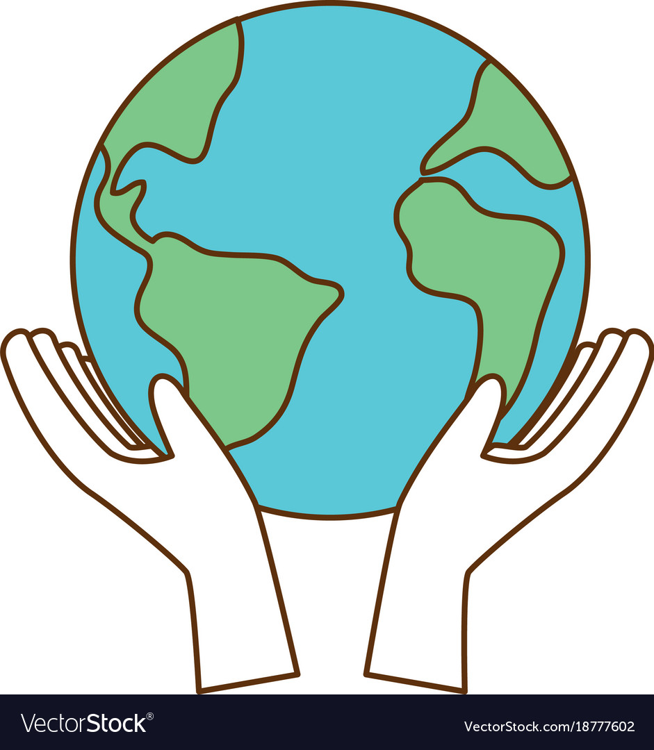 Hands with world planet earth icon