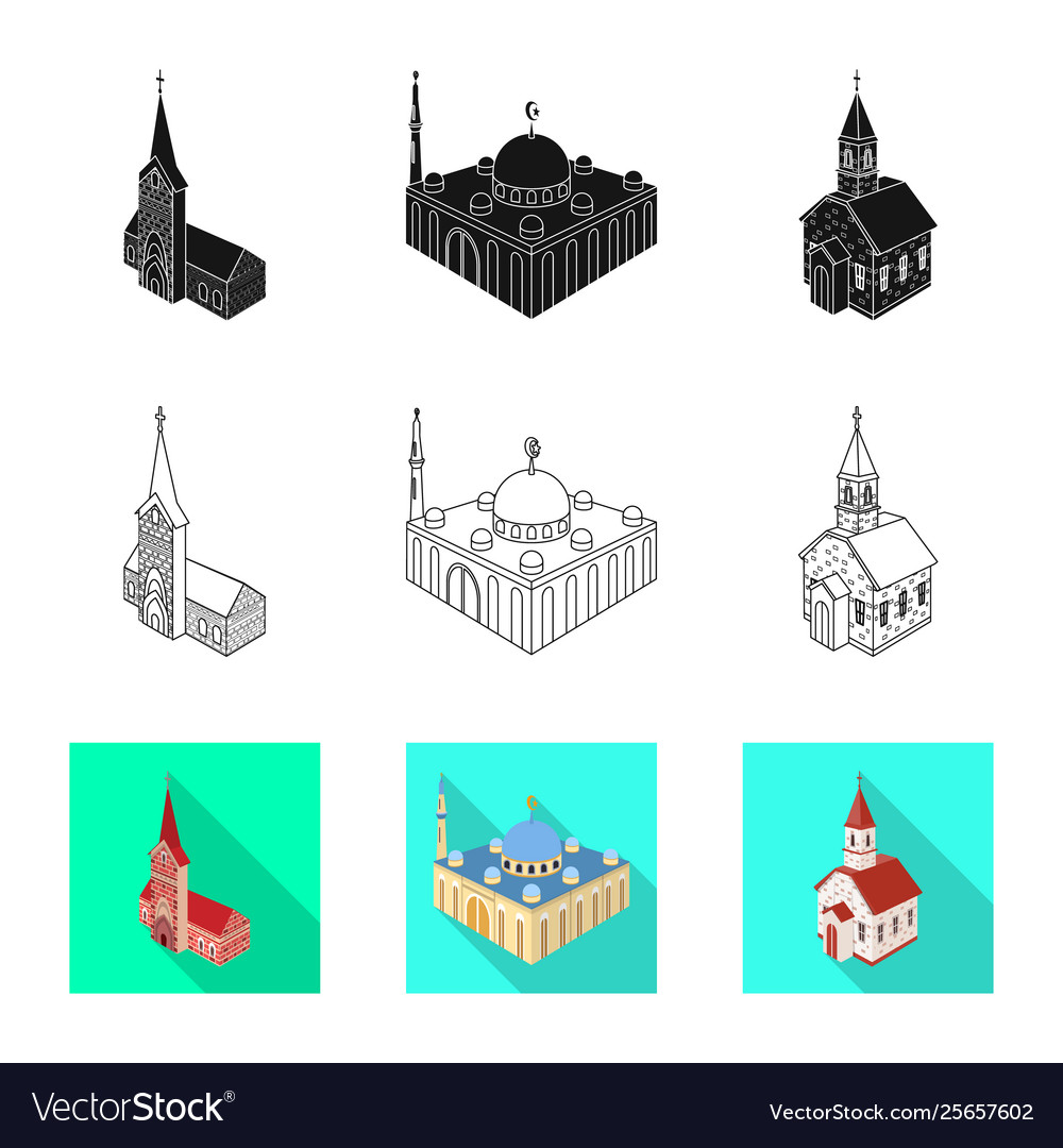 Isolated object temple and historic symbol set vector image Isolated object temple and historic symbol set