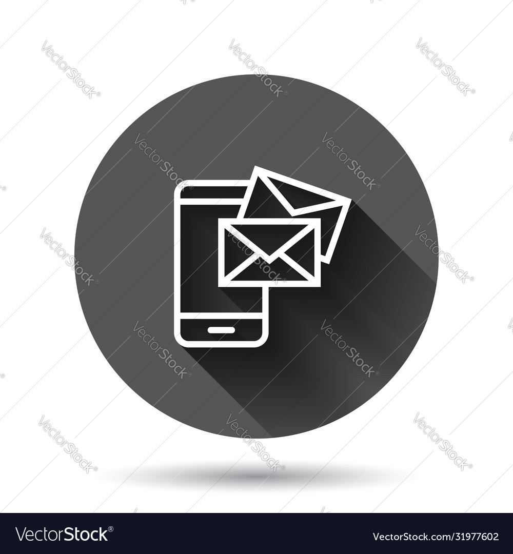Message on smartphone icon in flat style mail