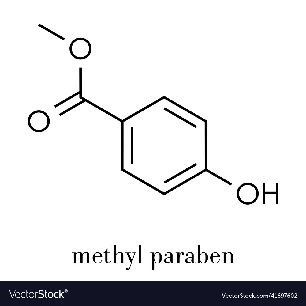 Methyl paraben preservative molecule skeletal Vector Image