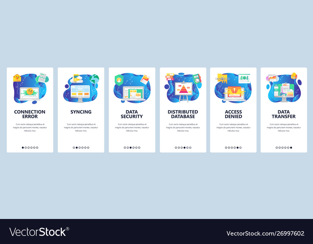Mobile app onboarding screens computer technology vector image Mobile app onboarding screens computer technology