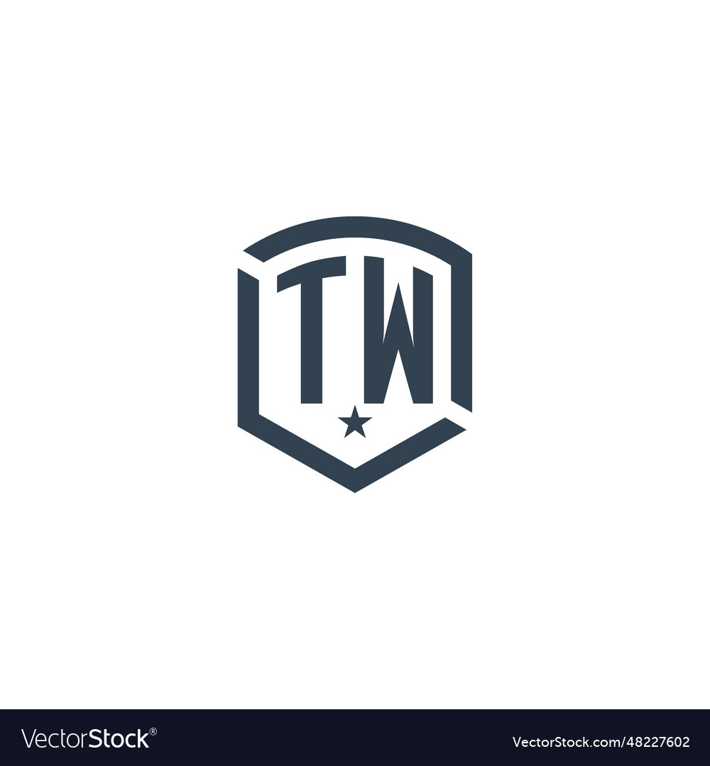 Monogram tw star shield logo design inspiration