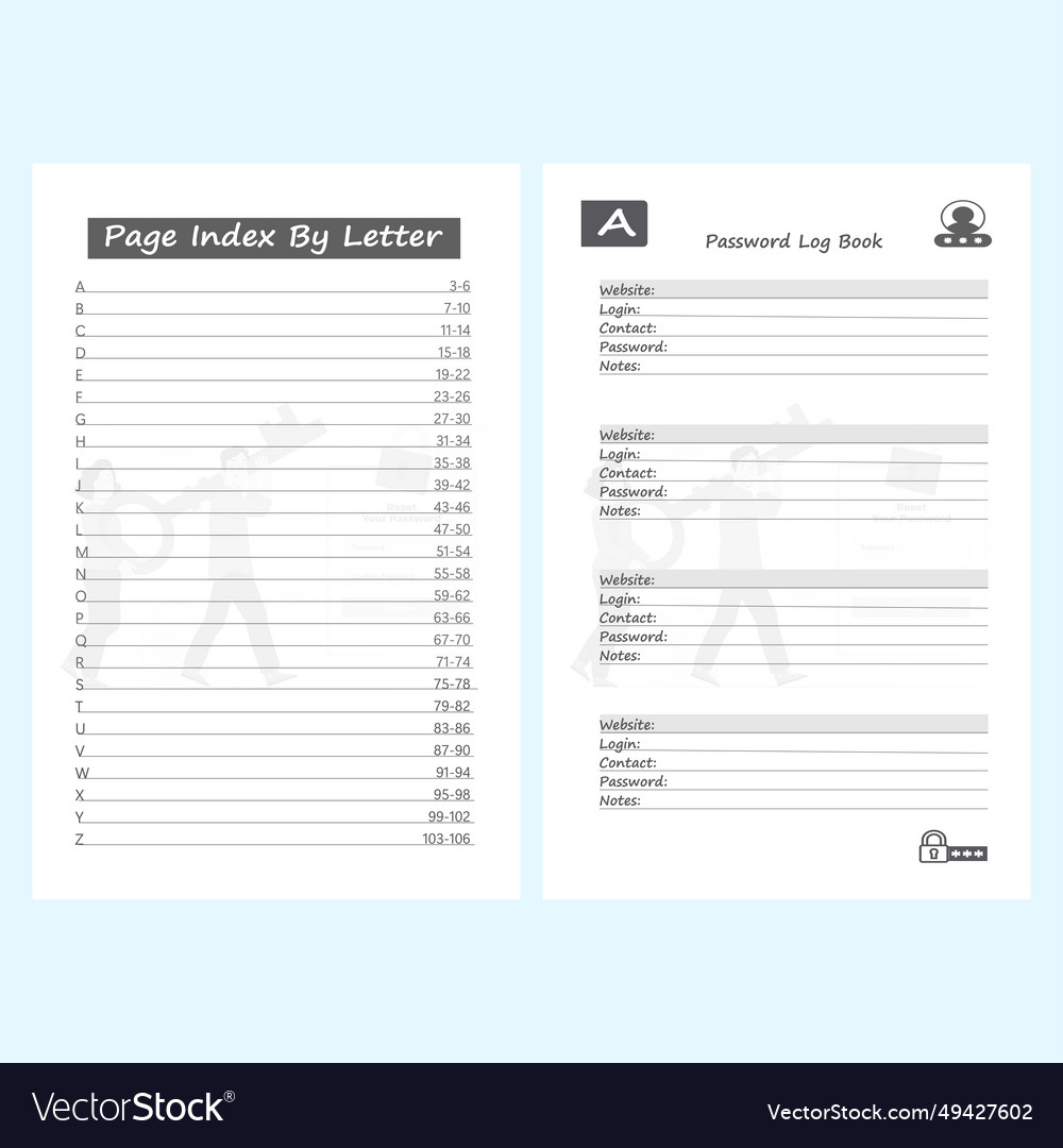 Password tracker logbook