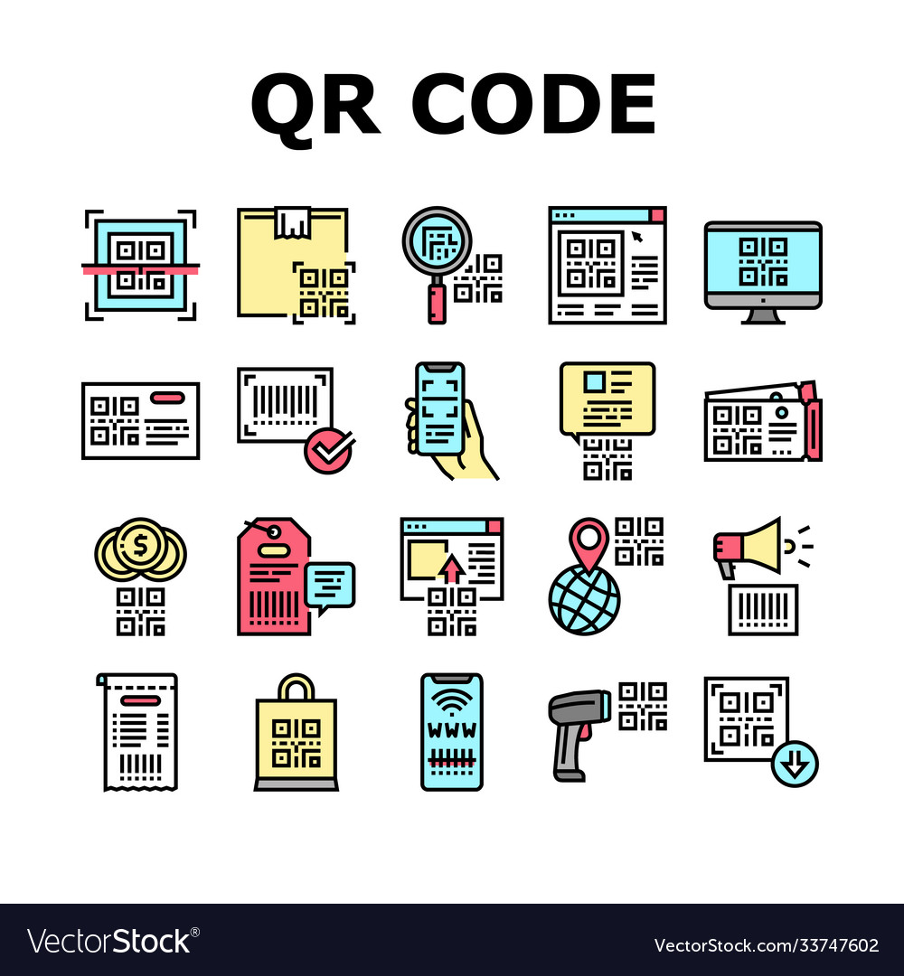 Qr code identification collection icons set Vector Image Qr code identification collection icons set