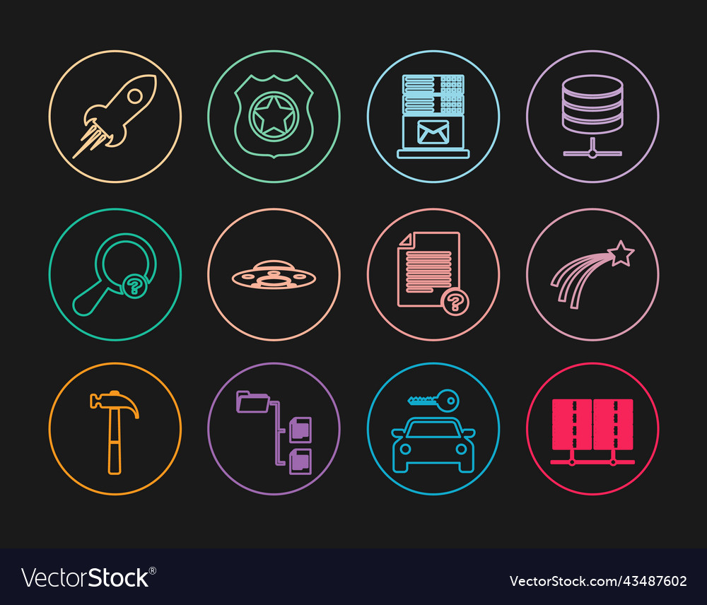 Set line server data web hosting falling star vector image Set line server data web hosting falling star