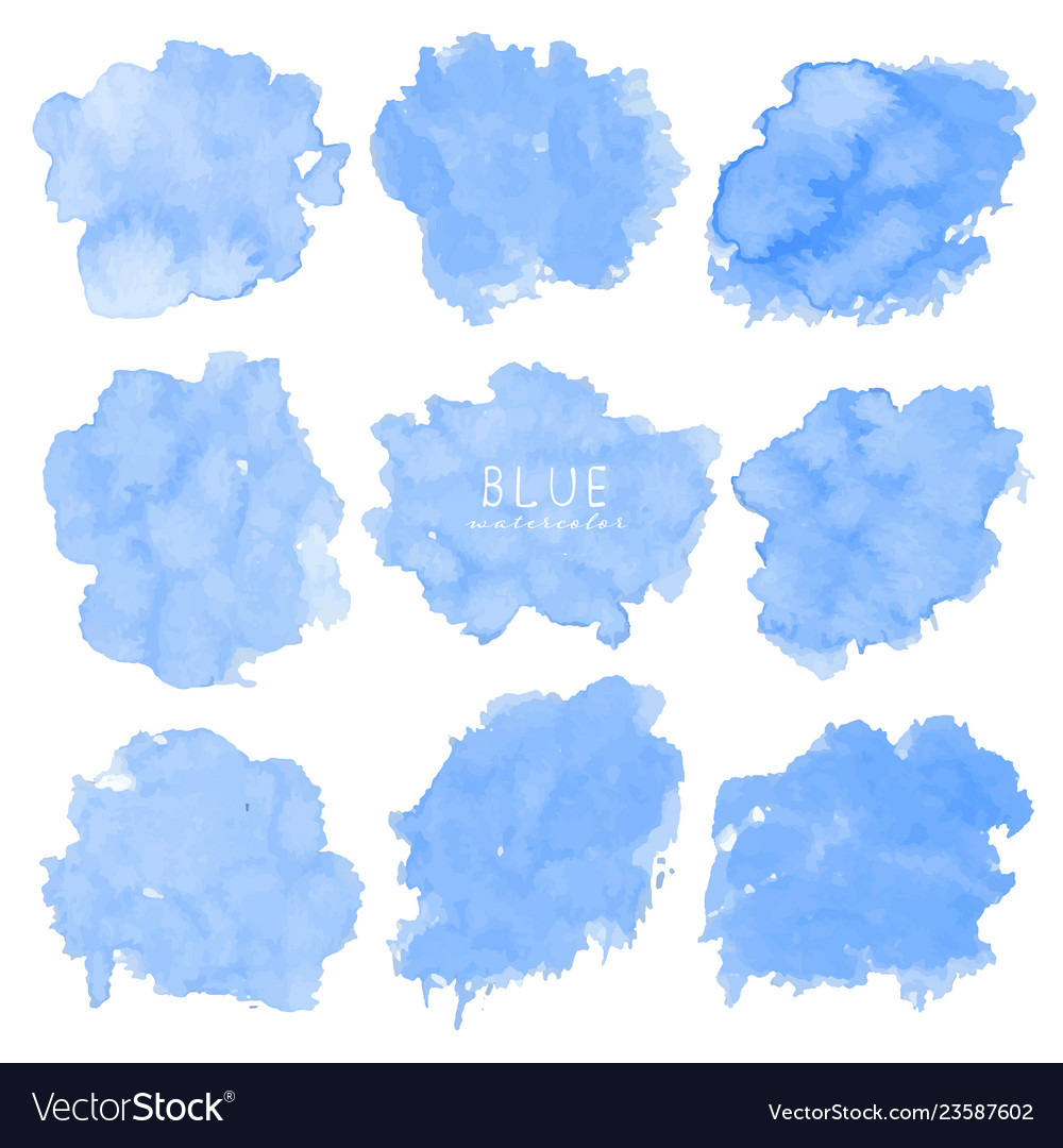 Set of blue watercolor on white background vector image Set of blue watercolor on white background