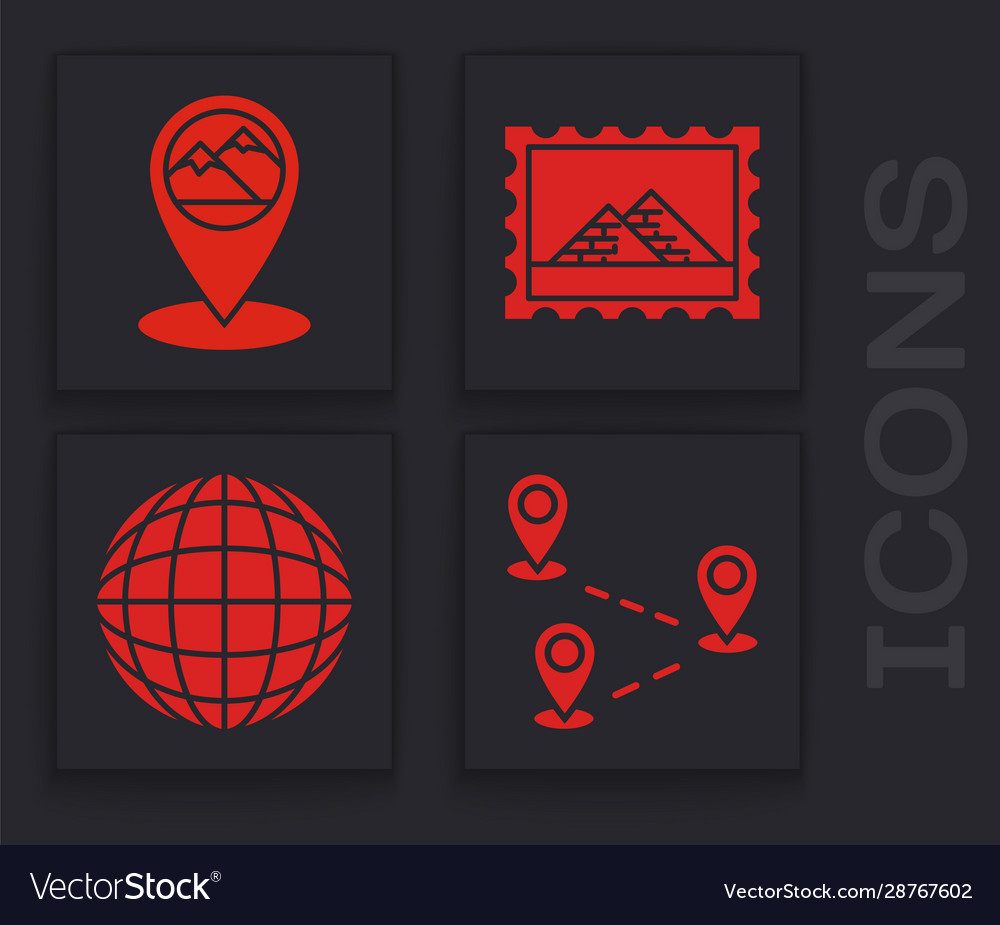 Set route location map pointer with mountain Vector Image Set route location map pointer with mountain