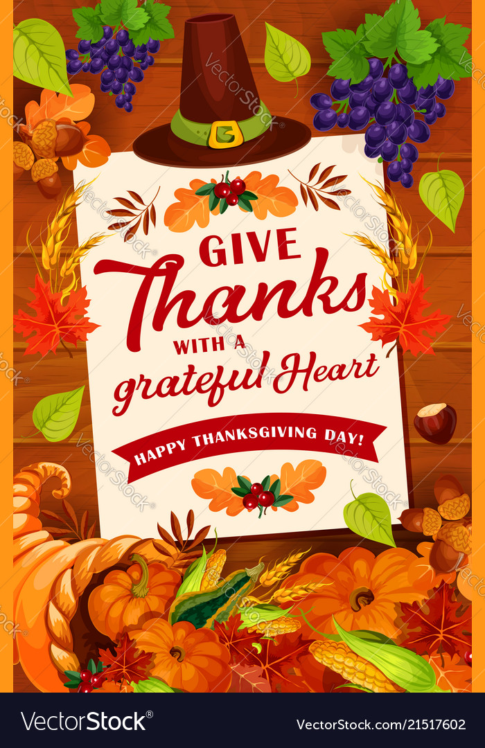 Thanksgiving day autumn holiday greeting card Vector Image