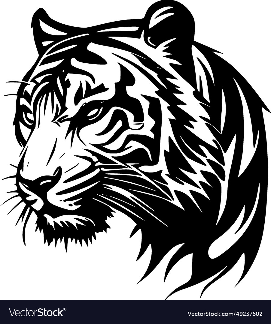 Tiger - minimalist and flat logo Royalty Free Vector Image