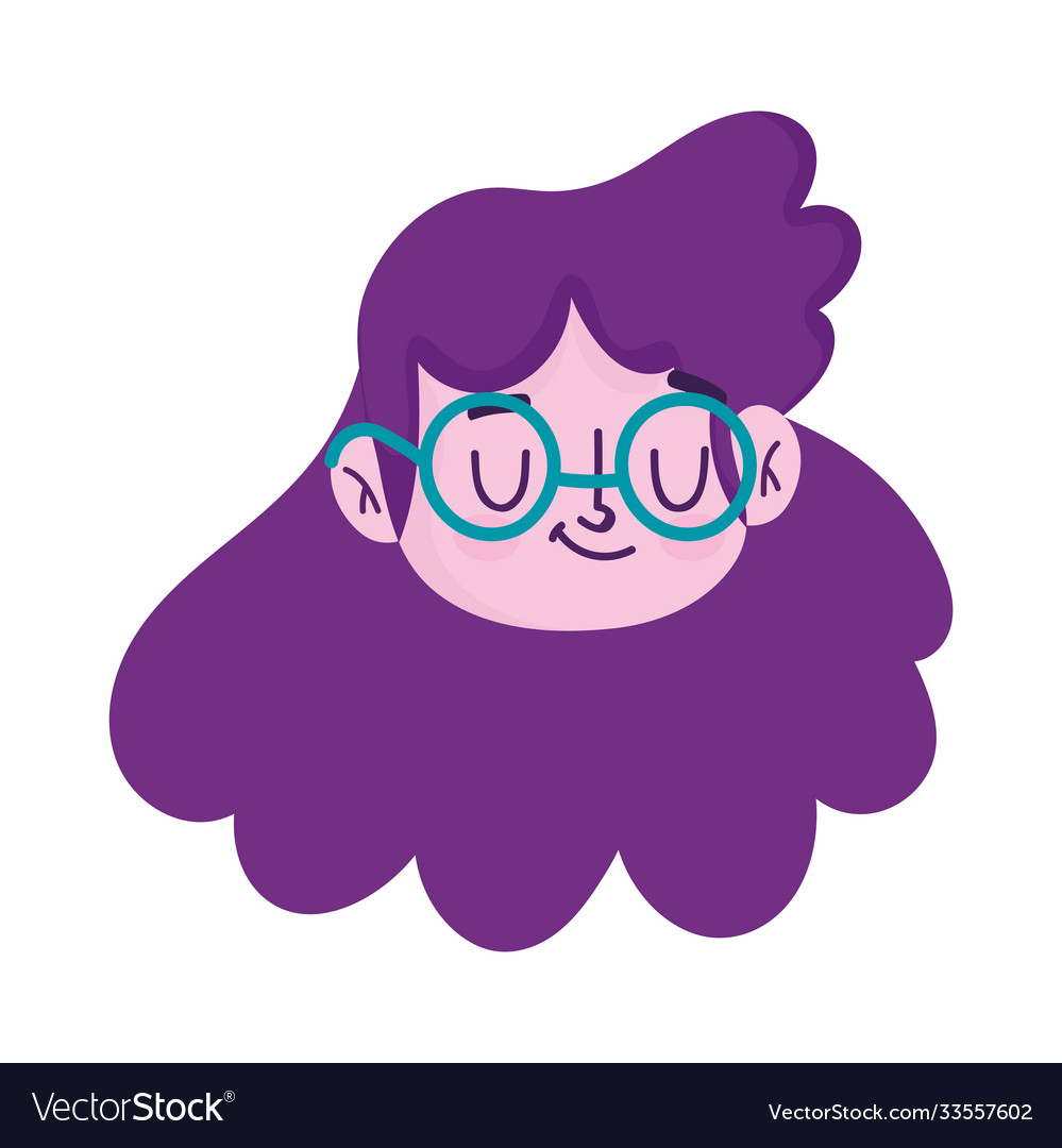 Young female face woman purple hair isolated icon