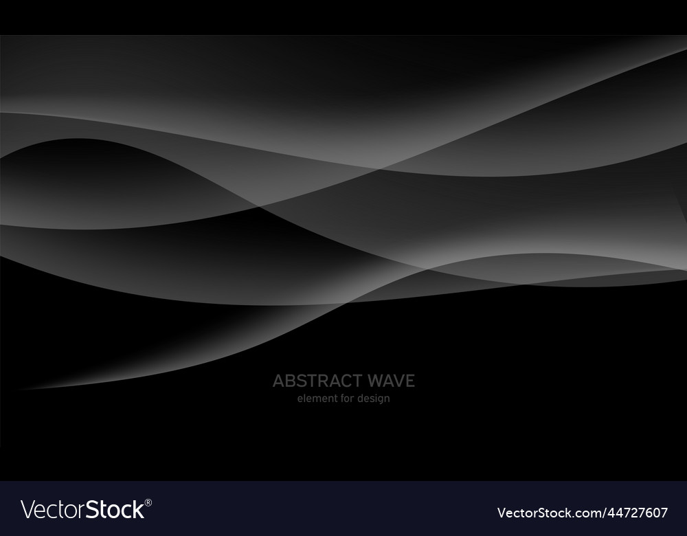 Abstract black background with smooth gray lines Vector Image Abstract black background with smooth gray lines