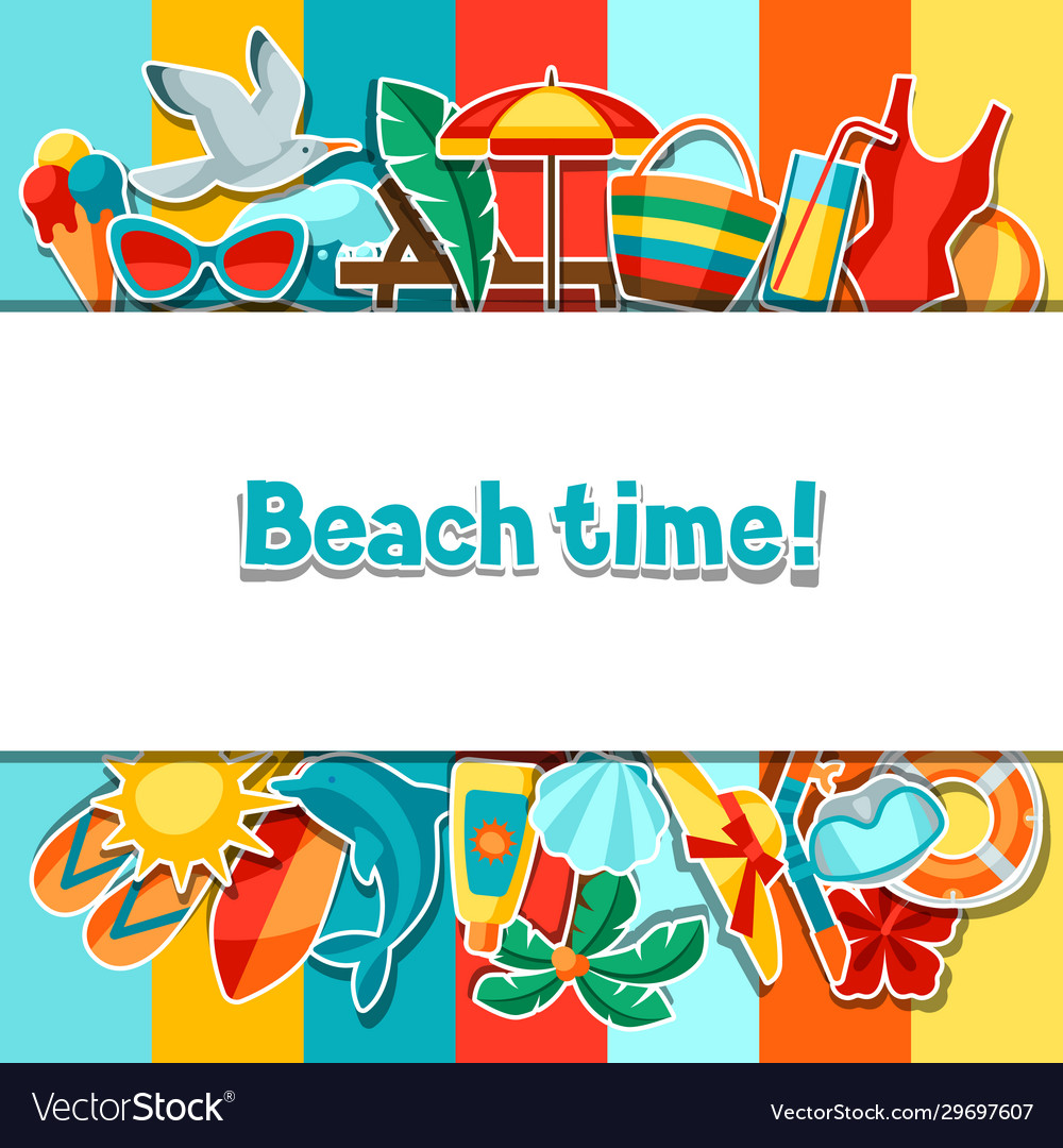 Background with summer and beach objects vector image Background with summer and beach objects