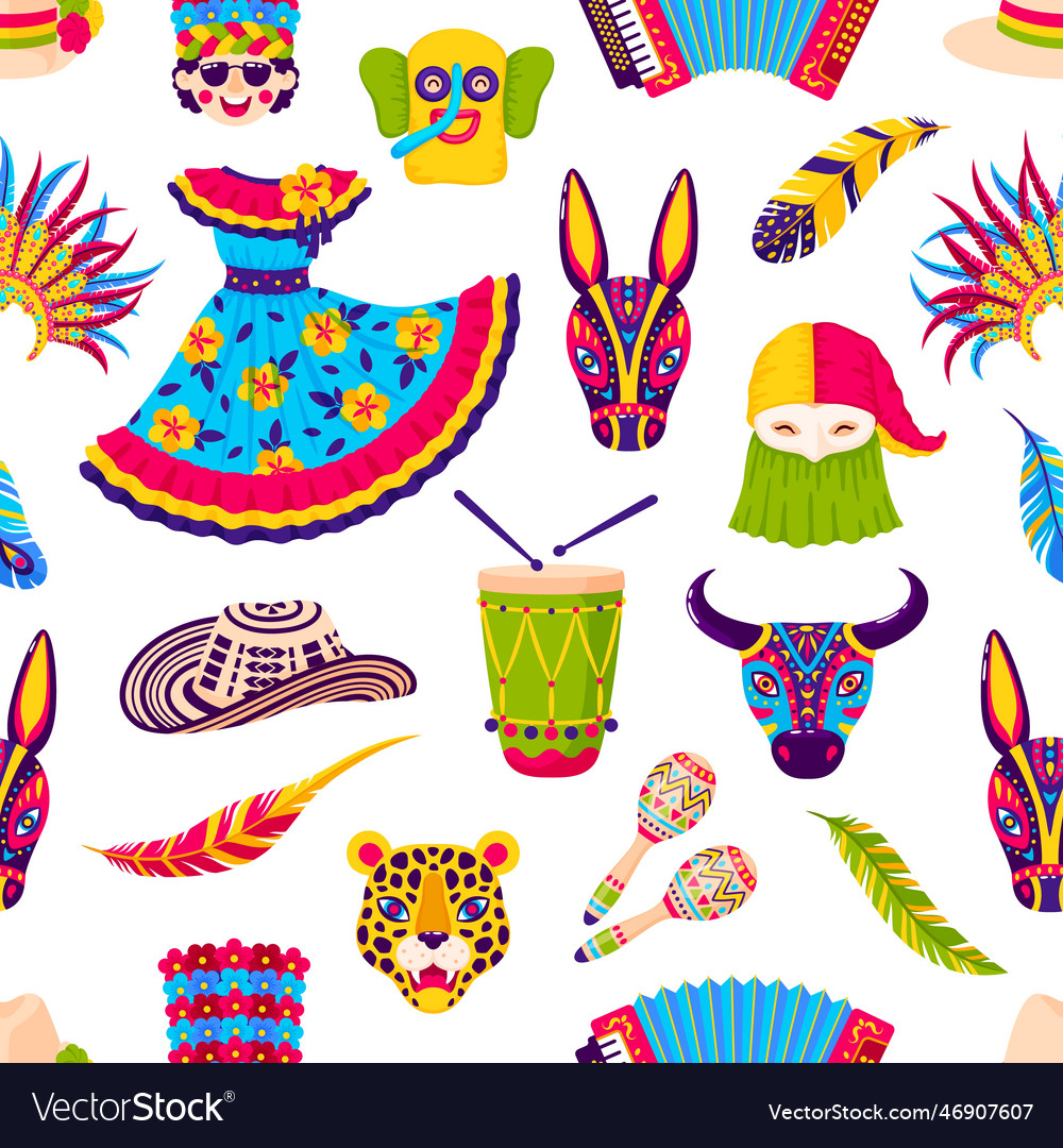 Barranquilla carnival seamless pattern tile