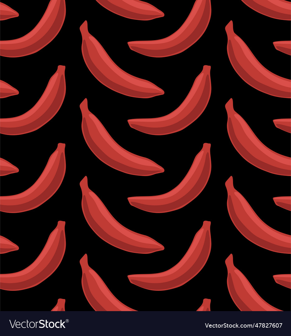 Black seamless background with bright red bananas