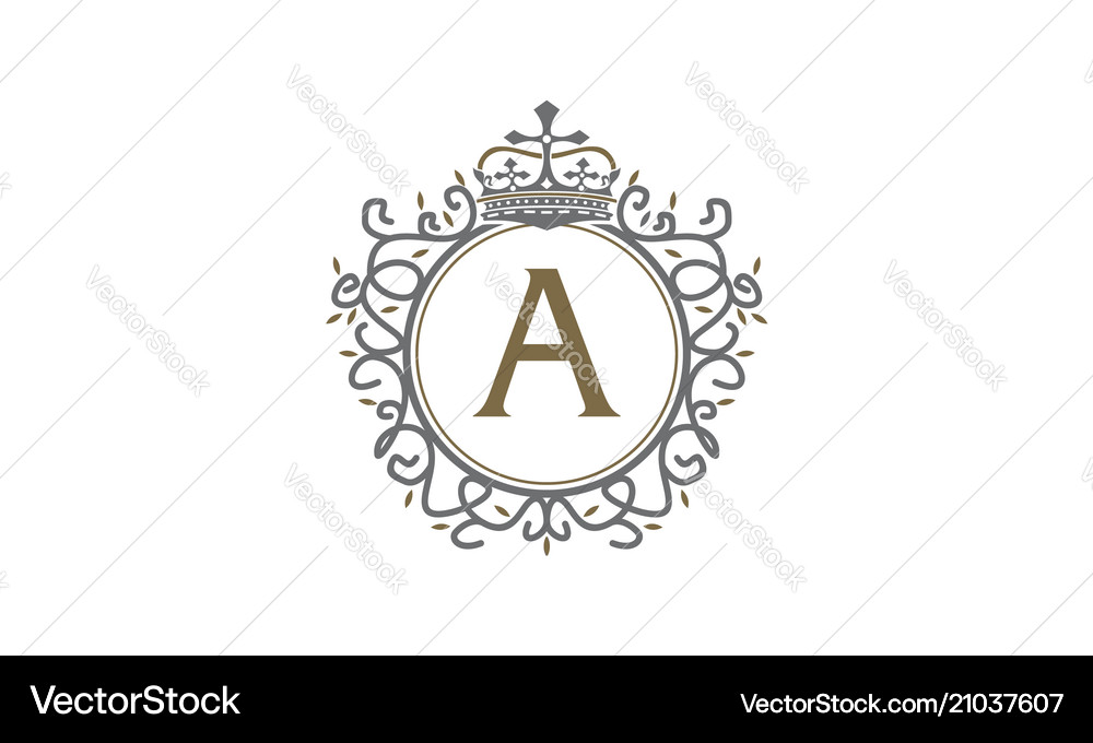 Crown leaf logo initial a Royalty Free Vector Image