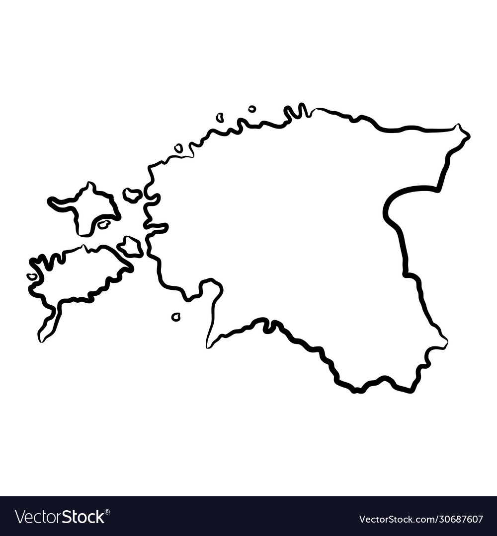 Estonia map from contour black brush lines Vector Image