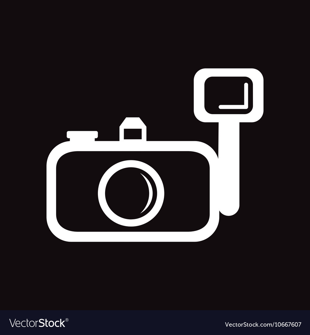 Flat icon in black and white style camera