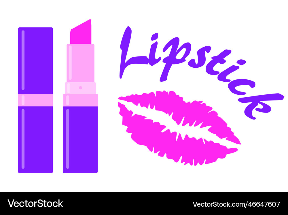 Lipstick and pink kiss Royalty Free Vector Image