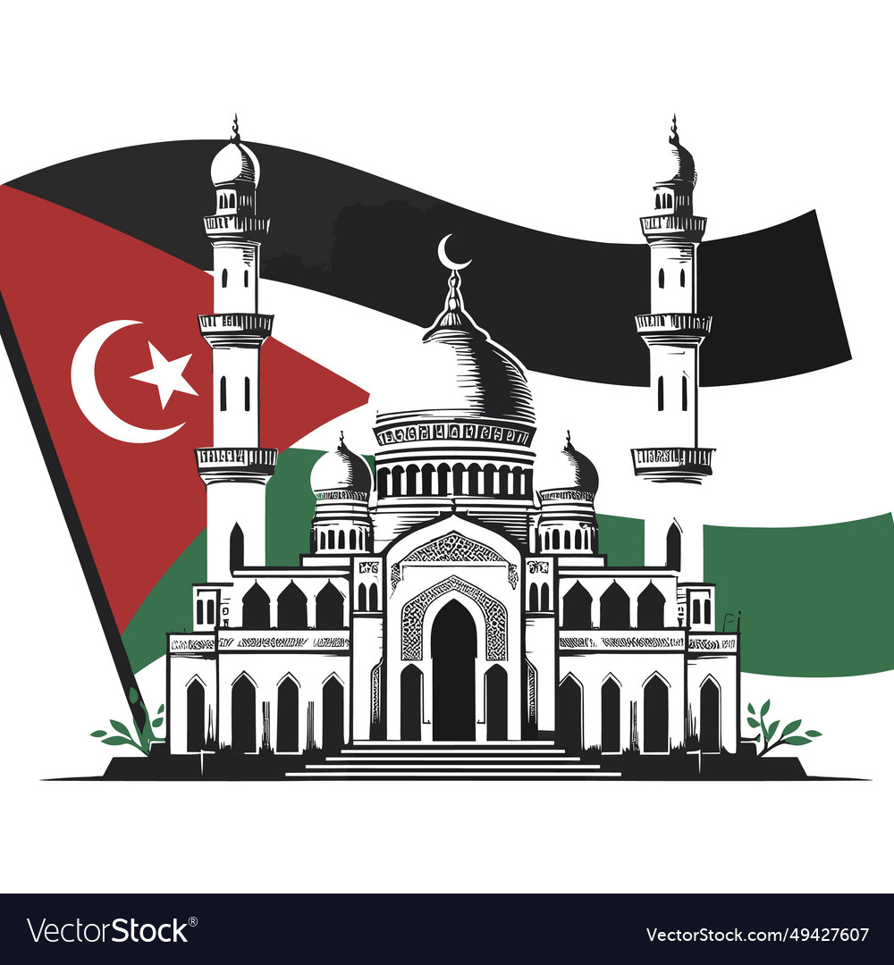 Palestine flag in square format on white Vector Image