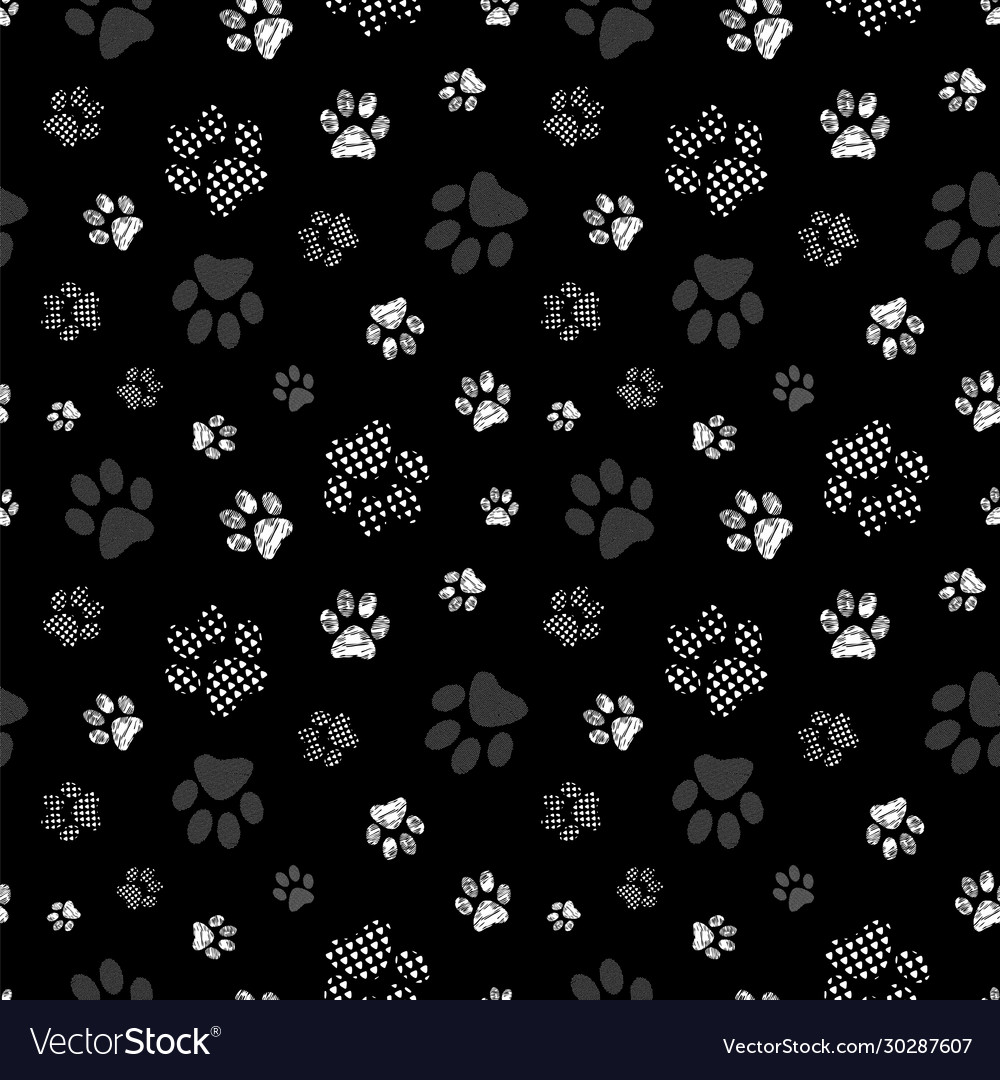 Seamless pattern with patterned paws complex vector image Seamless pattern with patterned paws complex