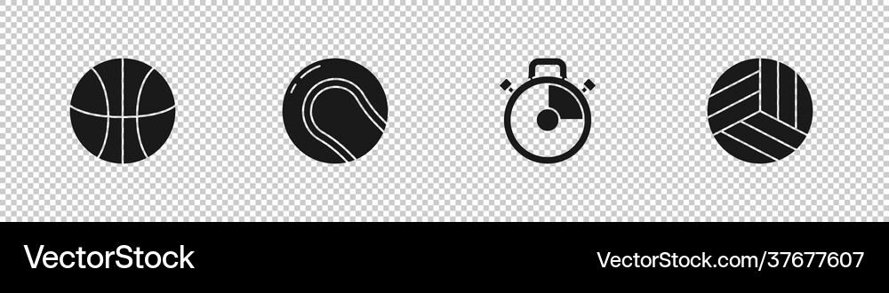 Set basketball ball baseball stopwatch Royalty Free Vector