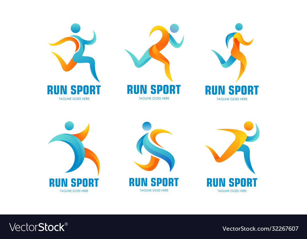 Set sports logos running logo