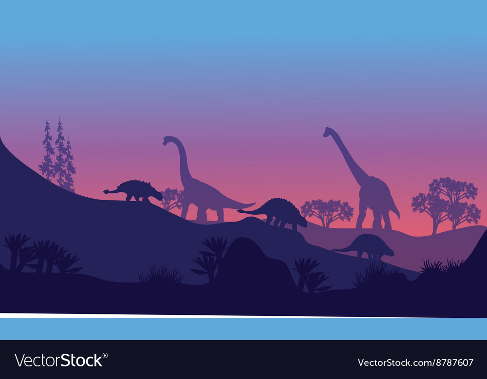 Silhouette of brachiosaurus and ankylosaurus Vector Image