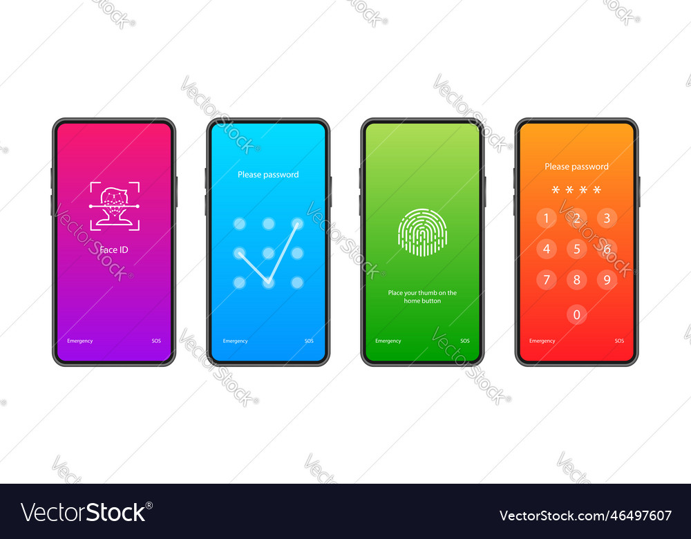 Smartphone with passcode lock screen interface vector image Smartphone with passcode lock screen interface