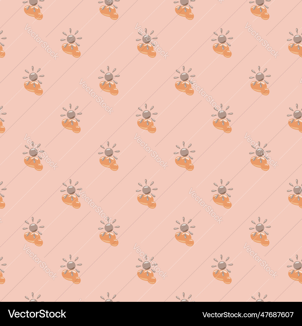 Sun seamless pattern in doodle style Royalty Free Vector