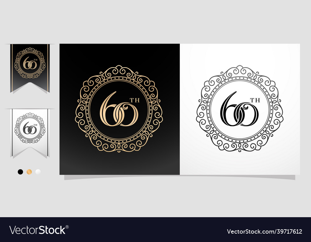 60th with circle frame curly ellipse