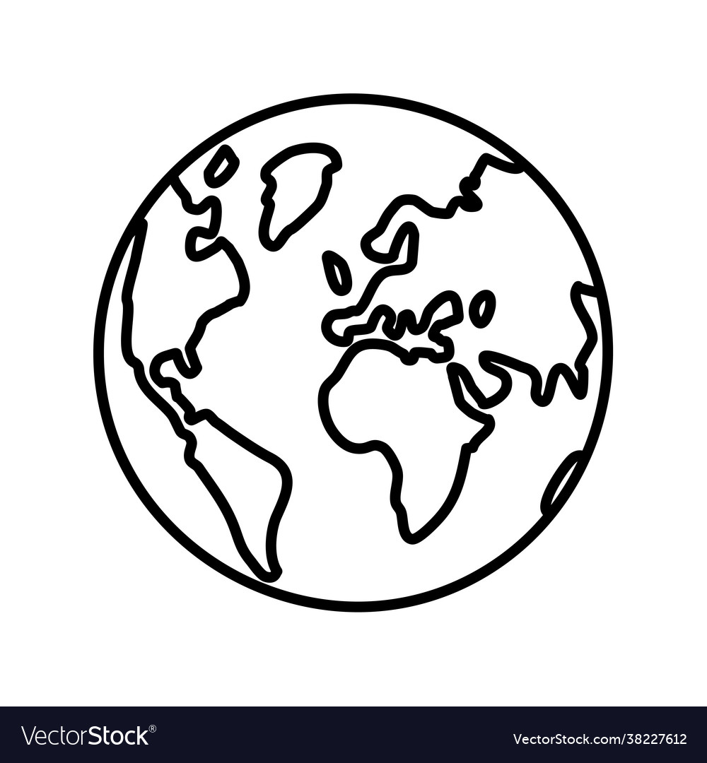A simple linear world map icon with an editable vector image A simple linear world map icon with an editable