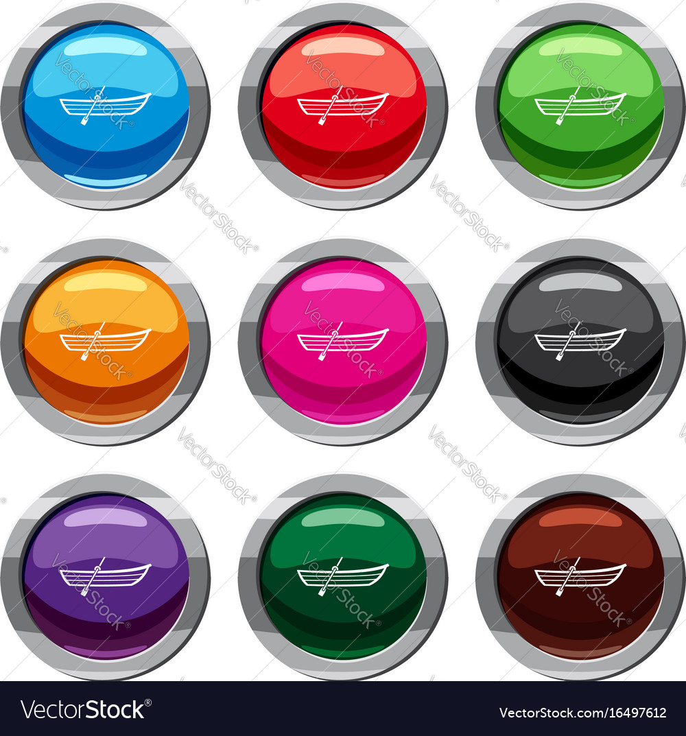 Boat with paddle set 9 collection Royalty Free Vector Image