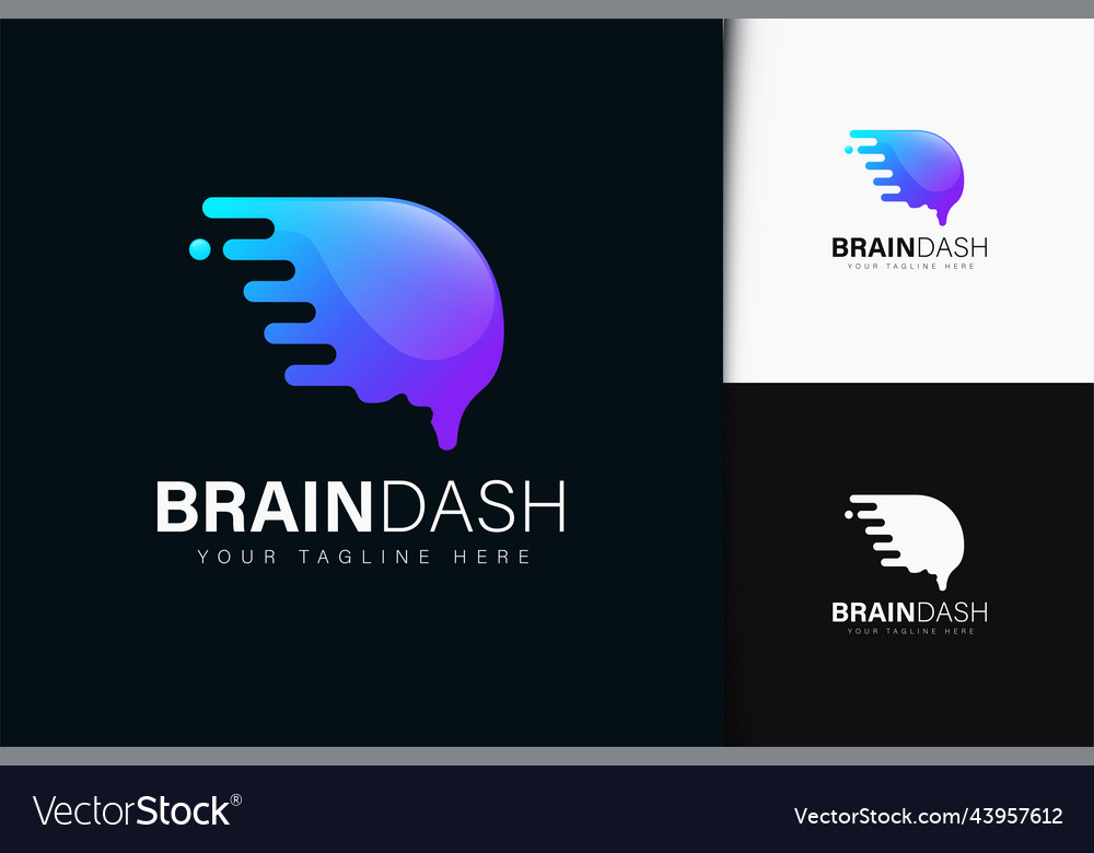 Brain dash logo design with gradient vector image Brain dash logo design with gradient