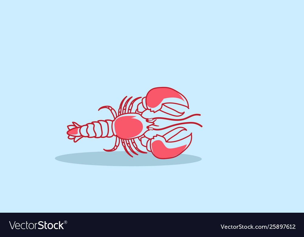 Cartoon red lobster crayfish icon fresh seafood