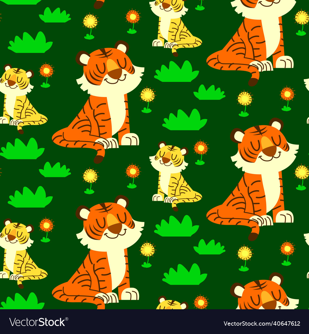 Cute little tiger seamless pattern cartoon