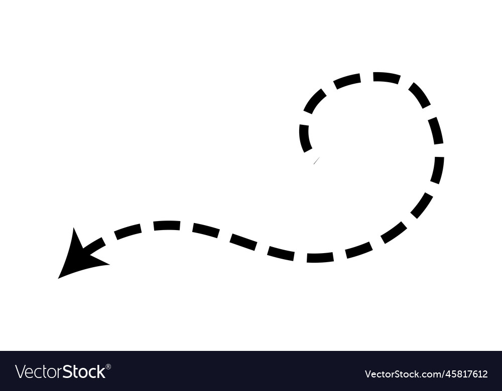 Dashed arrow set doodle dot line thin vector image Dashed arrow set doodle dot line thin