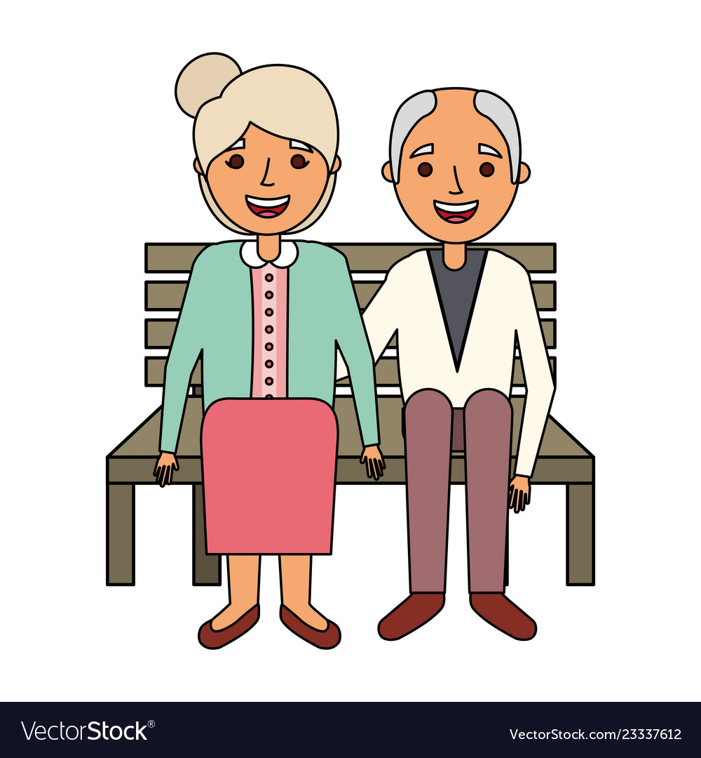 Elderly couple sitting on bench Royalty Free Vector Image