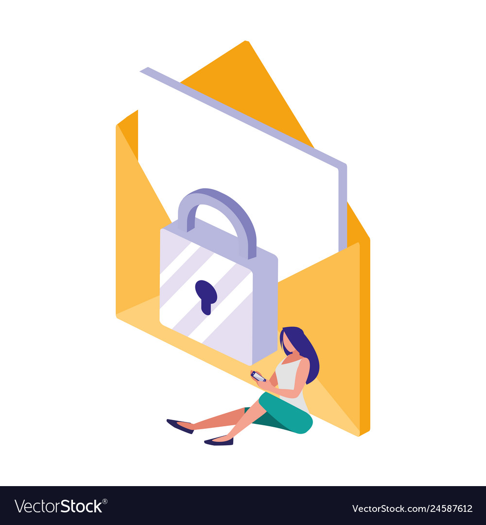Envelope mail with padlock