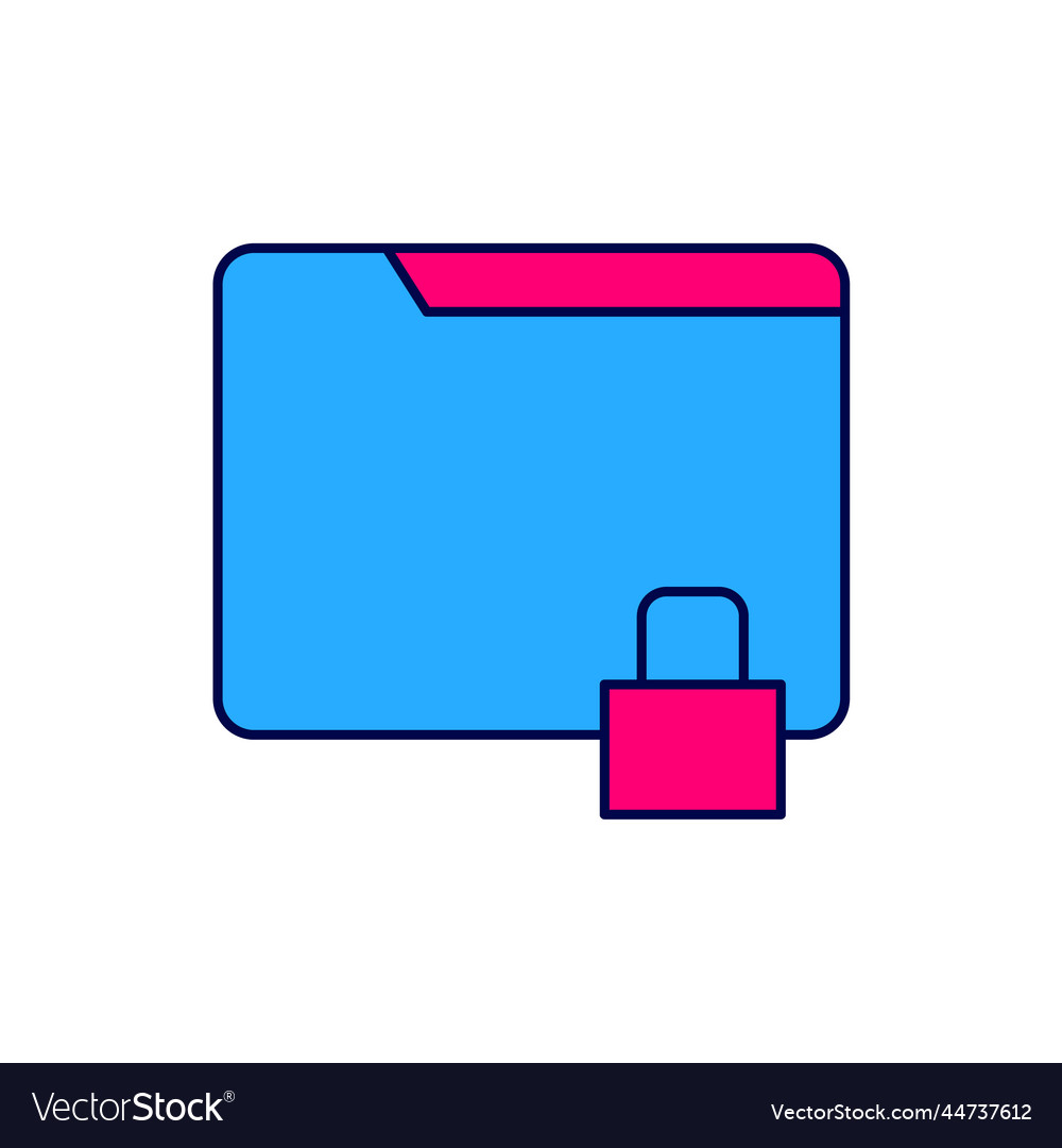 Filled outline folder and lock icon isolated Vector Image Filled outline folder and lock icon isolated