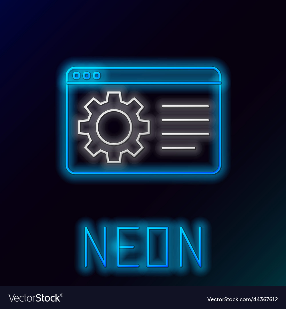 Glowing neon line browser setting icon isolated