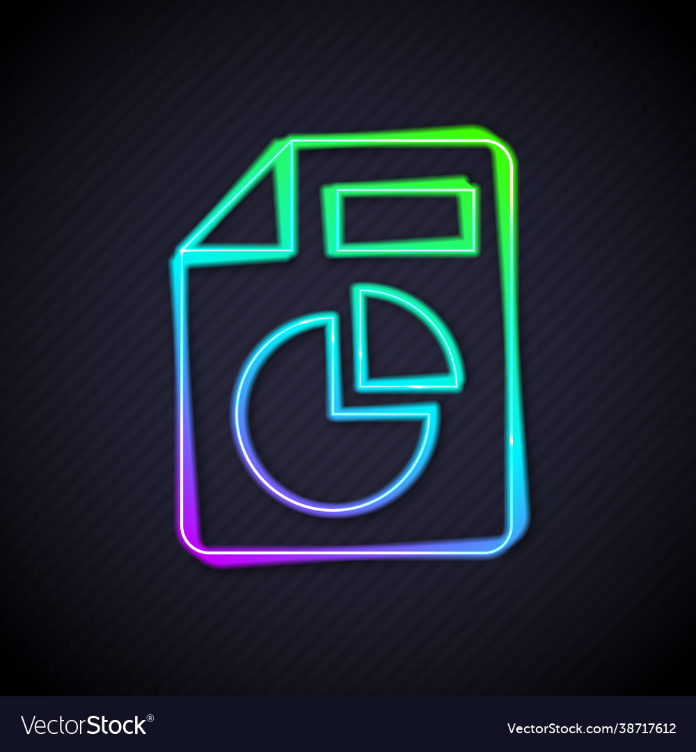 Glowing neon line document with graph chart icon vector image Glowing neon line document with graph chart icon