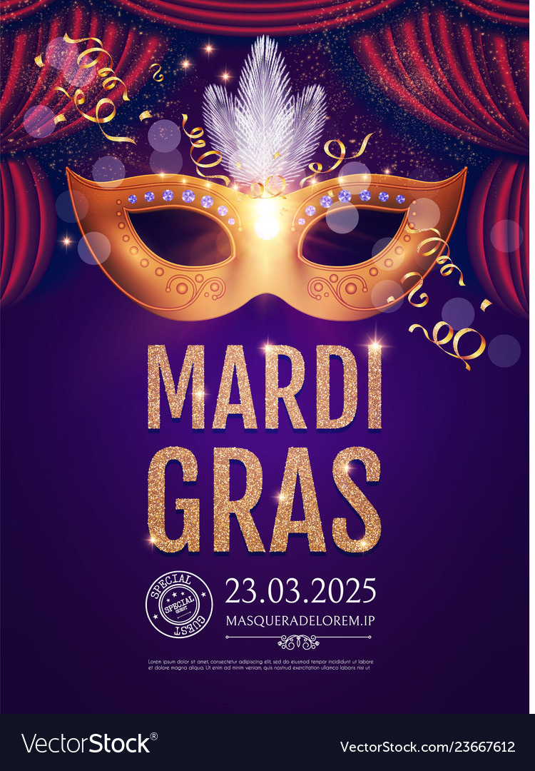 Mardi gras carnival flyer template with mask