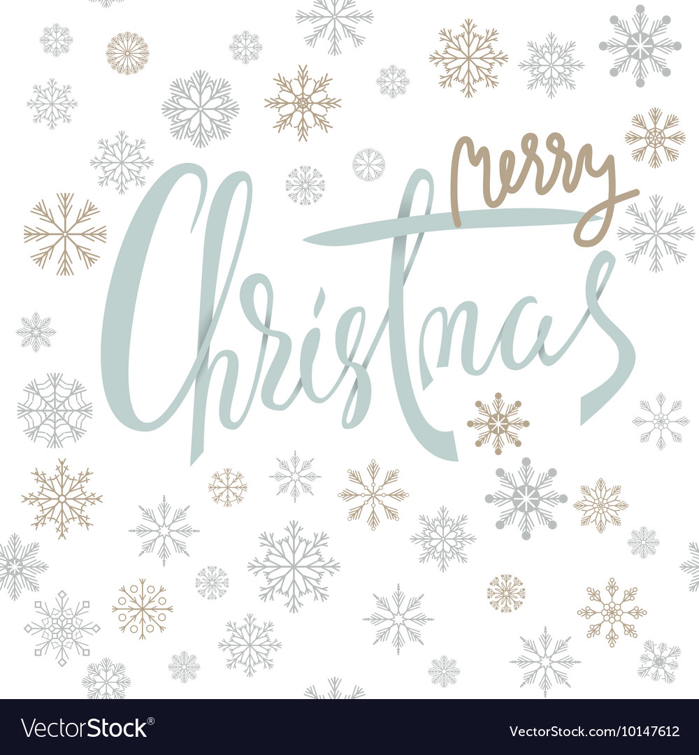 Merry christmas silver lettering design with gold